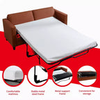 Mjkone Canapé-lit deux places, canapé convertible 2-en-1 en cuir avec matelas pliable, canapé-lit escamotable 2 places avec cadre métallique pour petits espaces