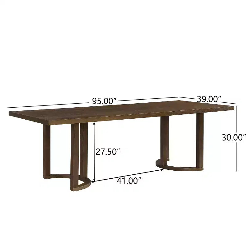 Christopher Knight Home Carissa Table à manger rectangulaire 8 places moderne en bois d'hévéa de 95 pouces