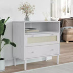 vidaXL Buffet SENJA aspect rotin blanc 80x40x80 cm bois de pin massif