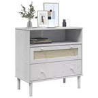 vidaXL Buffet SENJA aspect rotin blanc 80x40x80 cm bois de pin massif