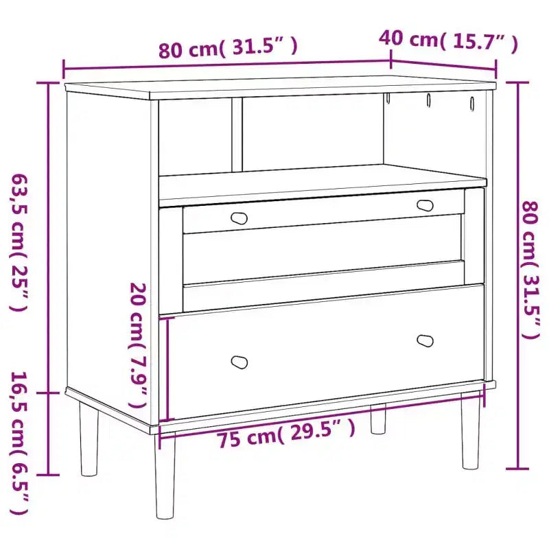 vidaXL Buffet SENJA aspect rotin blanc 80x40x80 cm bois de pin massif