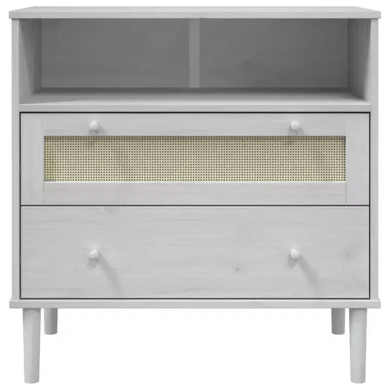 vidaXL Buffet SENJA aspect rotin blanc 80x40x80 cm bois de pin massif