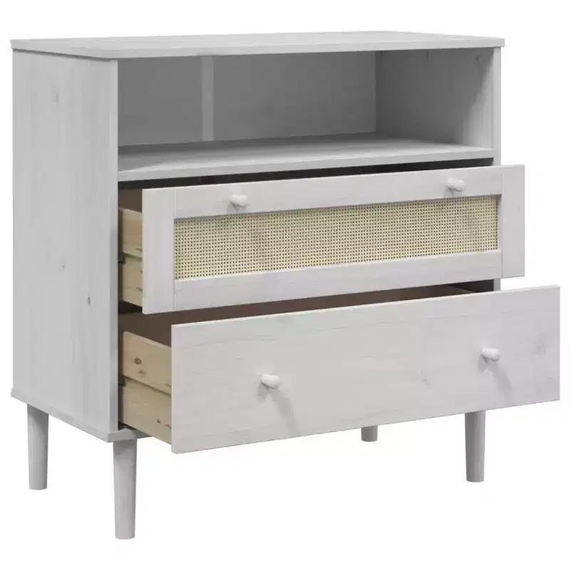 vidaXL Buffet SENJA aspect rotin blanc 80x40x80 cm bois de pin massif