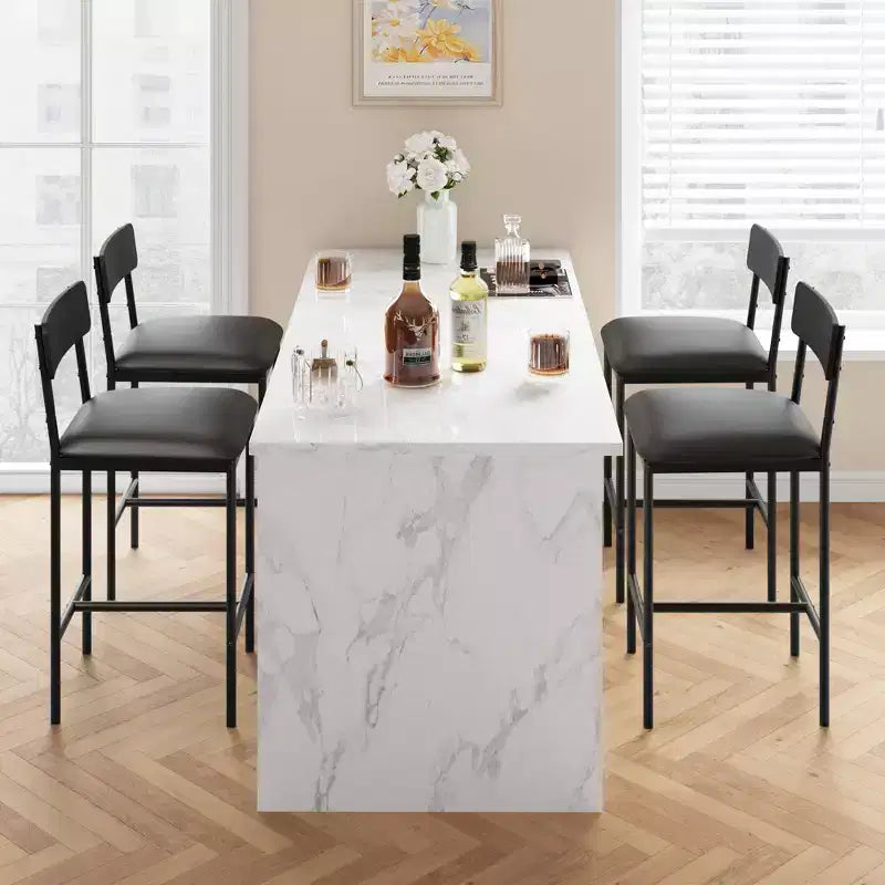 Lot de 4 tabourets de bar, tabourets de bar de cuisine avec repose-pieds, tabourets de bar rembourrés en PU hauteur comptoir, chaises de bar pour îlot de cuisine, comptoir