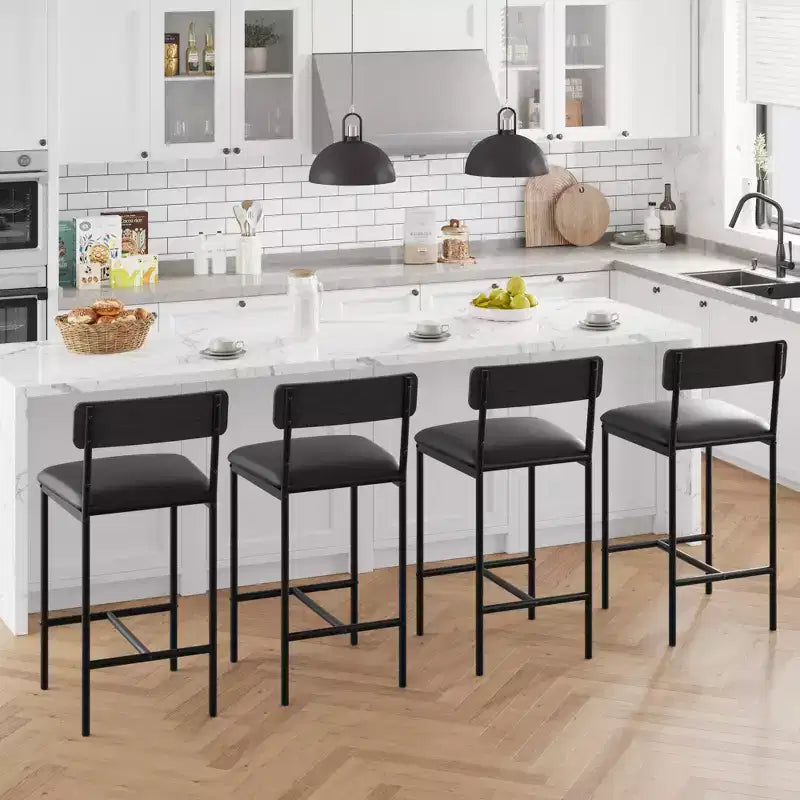 Lot de 4 tabourets de bar, tabourets de bar de cuisine avec repose-pieds, tabourets de bar rembourrés en PU hauteur comptoir, chaises de bar pour îlot de cuisine, comptoir
