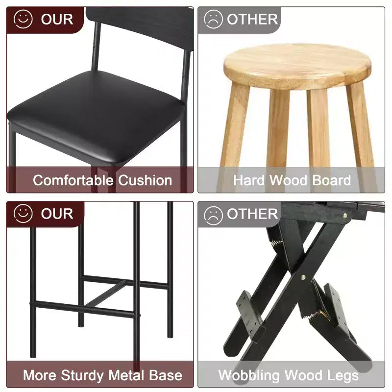 Lot de 4 tabourets de bar, tabourets de bar de cuisine avec repose-pieds, tabourets de bar rembourrés en PU hauteur comptoir, chaises de bar pour îlot de cuisine, comptoir