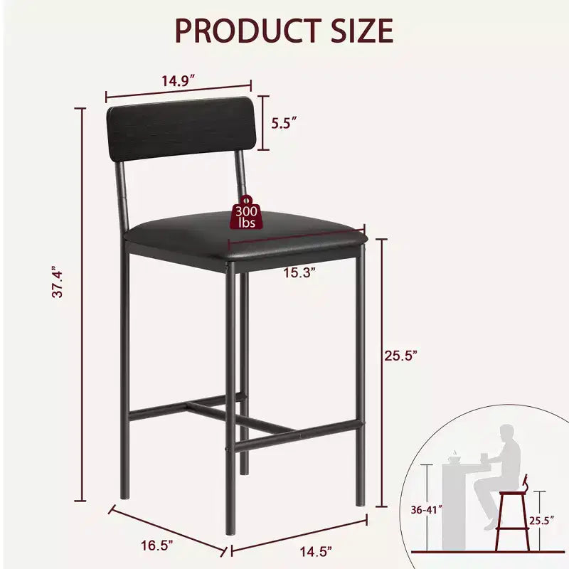 Lot de 4 tabourets de bar, tabourets de bar de cuisine avec repose-pieds, tabourets de bar rembourrés en PU hauteur comptoir, chaises de bar pour îlot de cuisine, comptoir