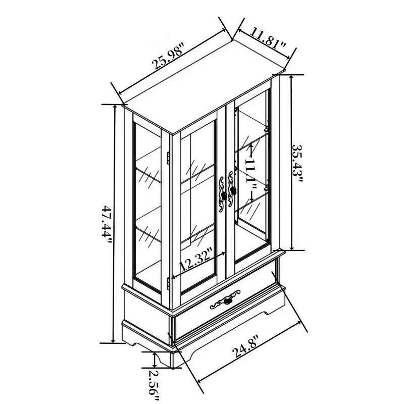 Meuble de Rangement AndMakers de 66 cm avec 1 Tiroir et 2 Portes Vitrées