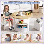 Ensemble Table et 4 Chaises Enfant Costway, Table Ronde Gigogne Meuble pour Tout-Petits Gris/Naturel