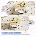 Ensemble Table et 4 Chaises Enfant Costway, Table Ronde Gigogne Meuble pour Tout-Petits Gris/Naturel