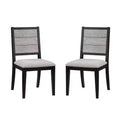 Simple Relax Set of 2 Fabric Upholstered Dining Side Chairs in Dove Grey and Black