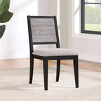 Simple Relax Lot de 2 chaises de salle à manger en tissu rembourré gris tourterelle et noir