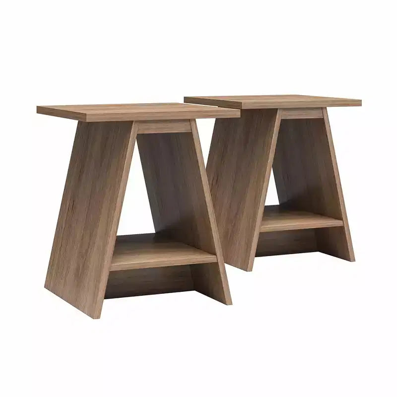 Tables d'appoint Danton A-Frame, lot de 2, noyer