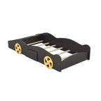 Lit plateforme Whisen en forme de voiture de course avec roulettes et rangement