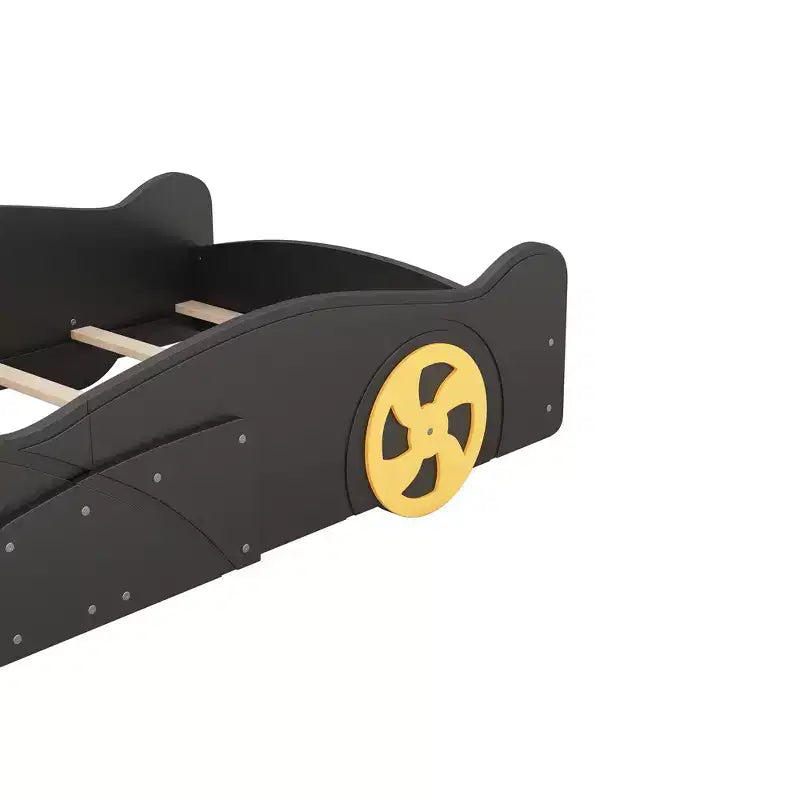 Lit plateforme Whisen en forme de voiture de course avec roulettes et rangement