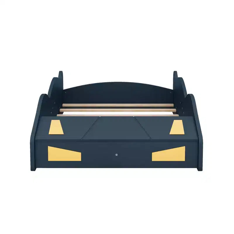 Lit plateforme Whisen en forme de voiture de course avec roulettes et rangement