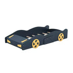 Lit plateforme Whisen en forme de voiture de course avec roulettes et rangement