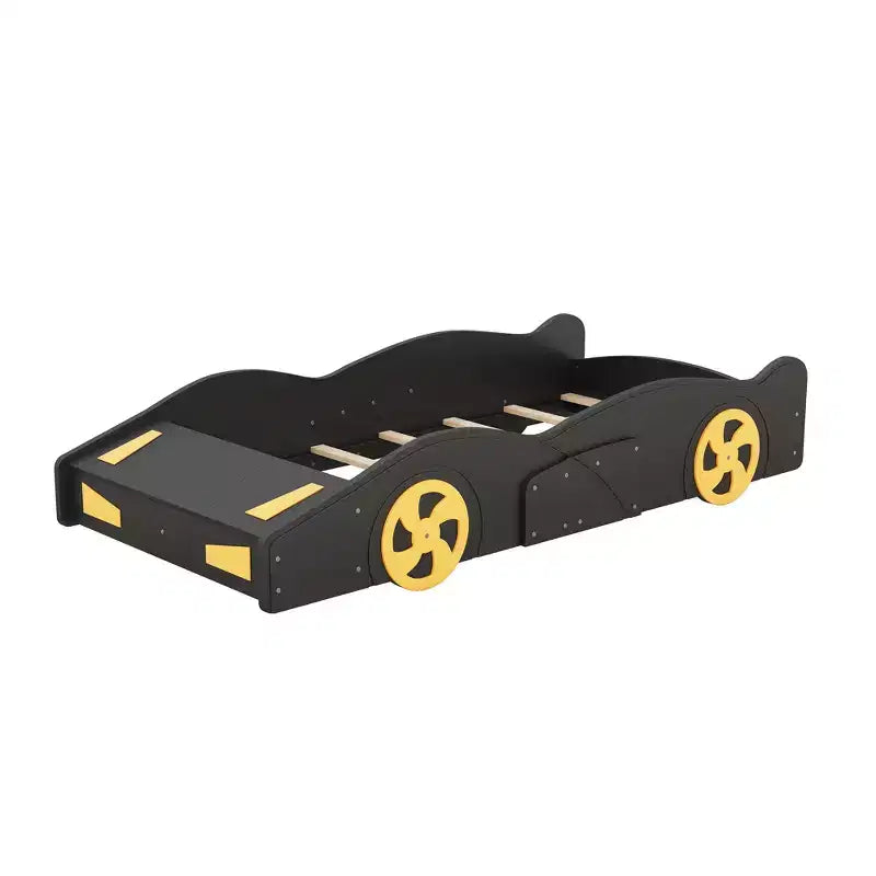 Lit plateforme Whisen en forme de voiture de course avec roulettes et rangement