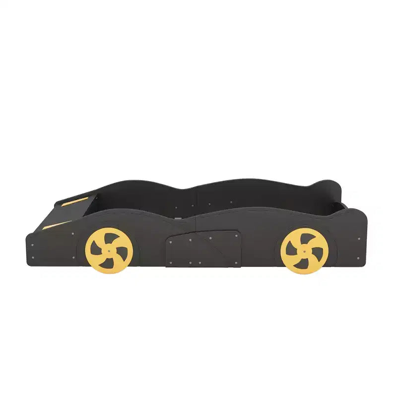 Lit plateforme Whisen en forme de voiture de course avec roulettes et rangement