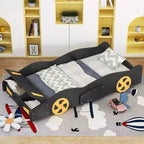 Lit plateforme Whisen en forme de voiture de course avec roulettes et rangement