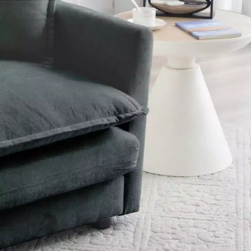 Canapé modulable surdimensionné : Forme en L, pouf réversible, revêtement confortable