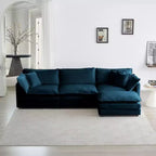 Canapé modulable surdimensionné : Forme en L, pouf réversible, revêtement confortable
