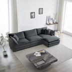 Canapé modulable surdimensionné : Forme en L, pouf réversible, revêtement confortable
