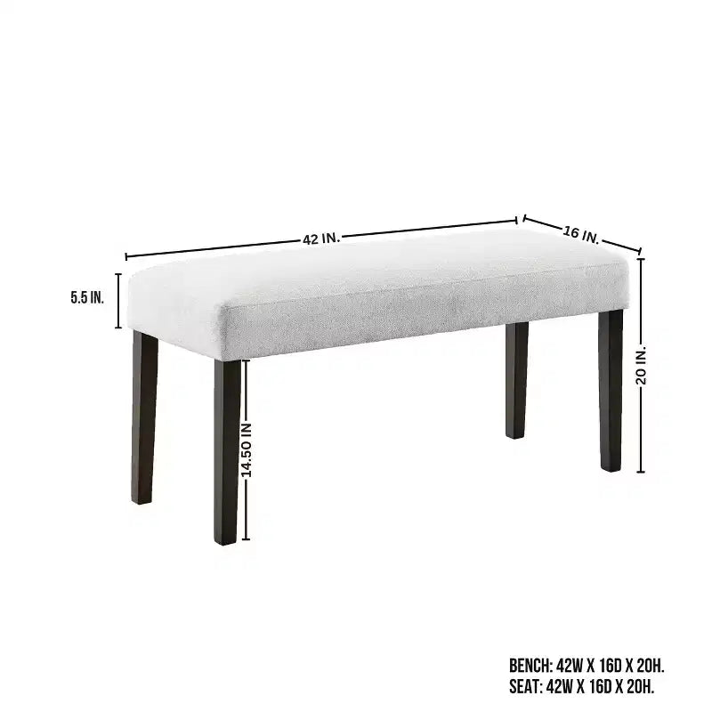 Banc de salle à manger contemporain rembourré Roundhill Furniture Madison, gris