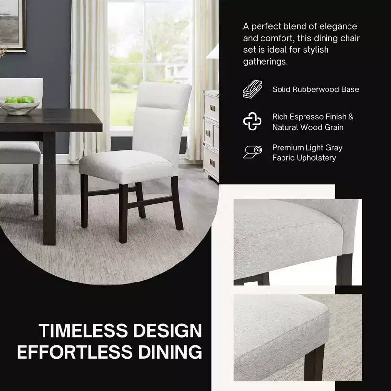 Chaises de salle à manger contemporaines rembourrées Roundhill Furniture Madison, lot de 2, grises