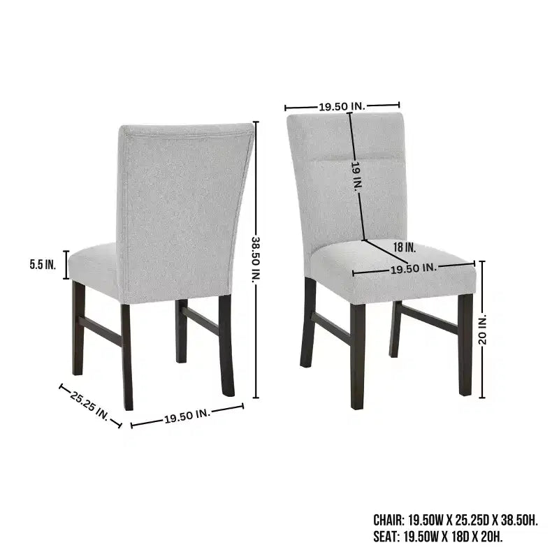 Chaises de salle à manger contemporaines rembourrées Roundhill Furniture Madison, lot de 2, grises