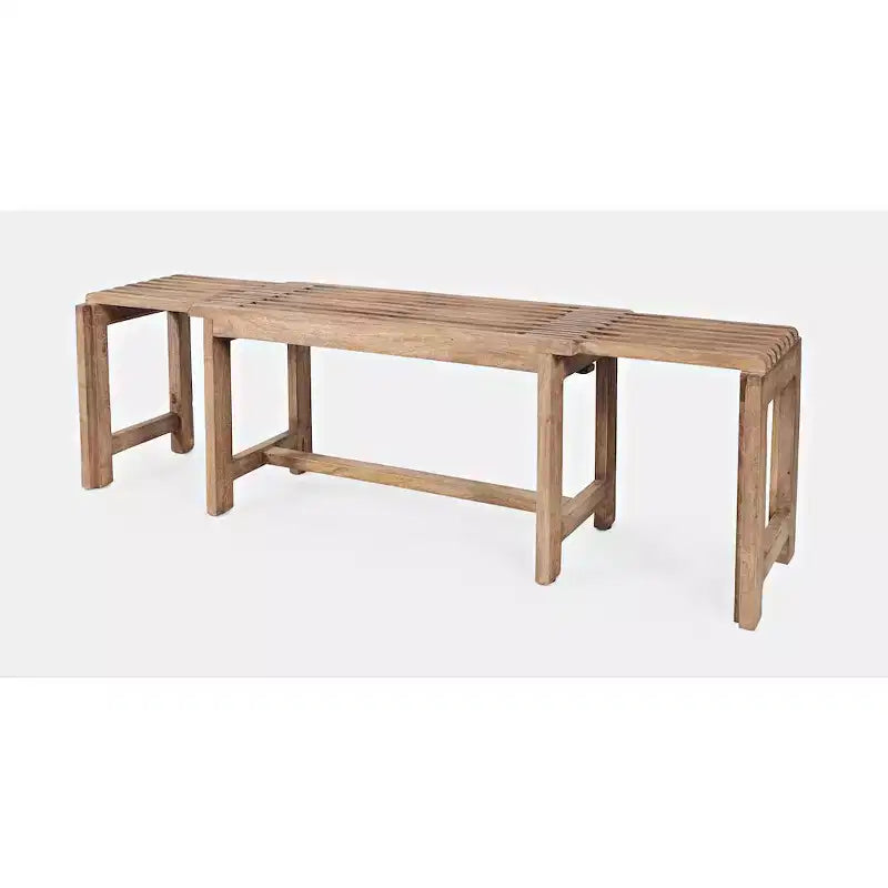 Banc Bradford moderne extensible en bois massif de manguier