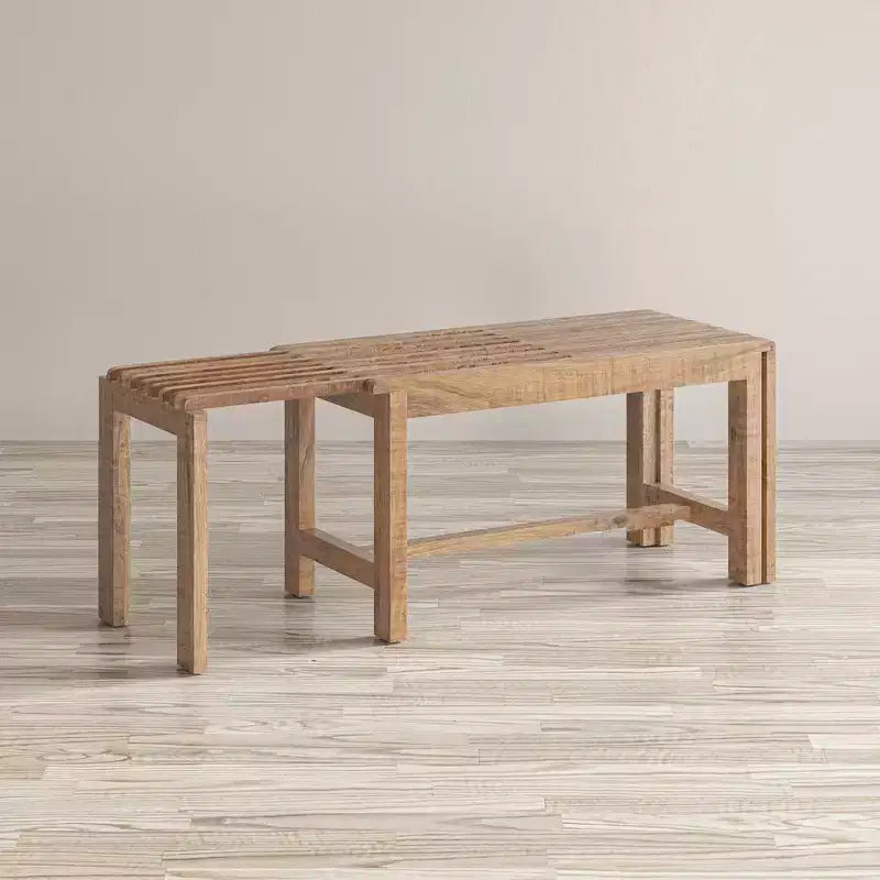 Banc Bradford moderne extensible en bois massif de manguier