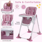 Chaise haute bébé, Chaise haute pliable pour nourrissons avec plateau amovible, Hauteur et inclinaison réglables, Chaise haute pour bébés et tout-petits
