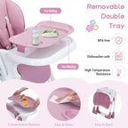 Chaise haute bébé, Chaise haute pliable pour nourrissons avec plateau amovible, Hauteur et inclinaison réglables, Chaise haute pour bébés et tout-petits