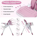 Chaise haute bébé, Chaise haute pliable pour nourrissons avec plateau amovible, Hauteur et inclinaison réglables, Chaise haute pour bébés et tout-petits