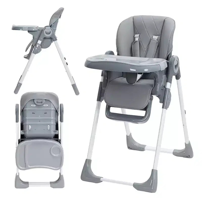Baby High Chair,Foldable Infant Highchairs with Removable Tray,Adjustable Height and Recline,High Chair for Babies & Toddlers