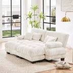 Cloud Couch Sleeper Sofa for Living Room, Chenille 2 Seater sofa with 2 Lumbar pillows and 2 throw pillows , Upholstered Wide Arm Sofa with 2 Ottomans