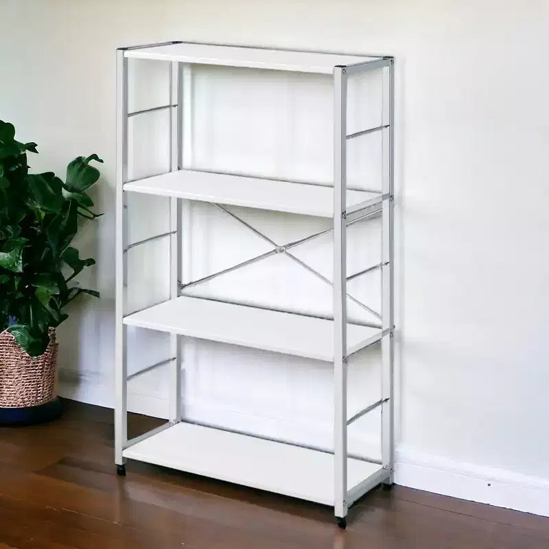Étagère bibliothèque à quatre niveaux en métal blanc HomeRoots