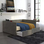 Lit de repos DHP avec rangement, grandeur double, velours gris