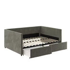 Lit de repos DHP avec rangement, grandeur double, velours gris