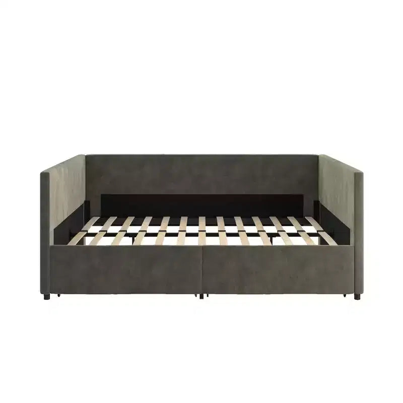 Lit de repos DHP avec rangement, grandeur double, velours gris