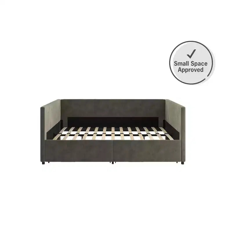 Lit de repos DHP avec rangement, grandeur double, velours gris
