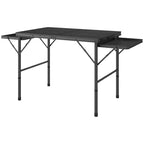 Table de cuisson pliante Outsunny, table de camping portable de 1,37 m avec 2 panneaux latéraux, table d'extérieur en métal réglable en hauteur pour pique-nique, barbecue, fête