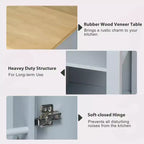 Îlot de cuisine Whisen 47 avec table à manger extensible, table de cuisine en placage de bois d'hévéa avec étagère de rangement et prise de courant