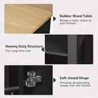 Îlot de cuisine Whisen 47 avec table à manger extensible, table de cuisine en placage de bois d'hévéa avec étagère de rangement et prise de courant