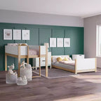 Lit superposé Emma et Oliver pour enfants avec convertible, cadre en bois massif et échelle facile à monter sans sommier tapissier requis