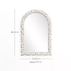 Miroir mural rectangulaire LuxenHome avec arche et finition blanc vieilli, 91 cm de haut, Décoratif et Coiffeuse