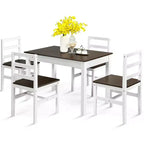 Ensemble de salle à manger 5 pièces en bois massif Costway, table de cuisine et 4 chaises