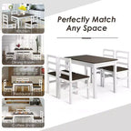 Ensemble de salle à manger 5 pièces en bois massif Costway, table de cuisine et 4 chaises