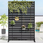 72 H47W Dovelina Black Metal Planter Box with Trellis Privacy Screen for Caf Patio,Garden & Balconies